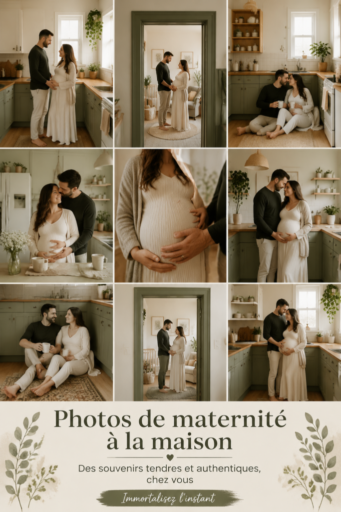 Séance photo maternité à domicile avec une maman et ses enfants