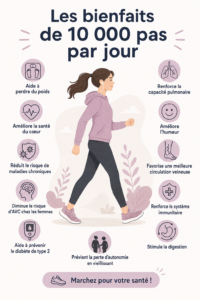 Femme marchant dans un parc, symbolisant les bienfaits de l'activité physique au quotidien.