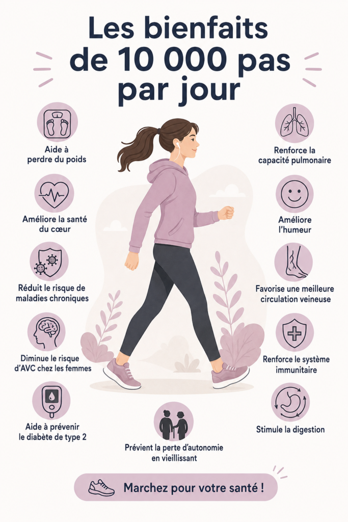 Femme marchant dans un parc, symbolisant les bienfaits de l'activité physique au quotidien.