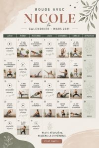 Séance de Pilates avec Nicole à la maison, atmosphère chaleureuse et encourageante