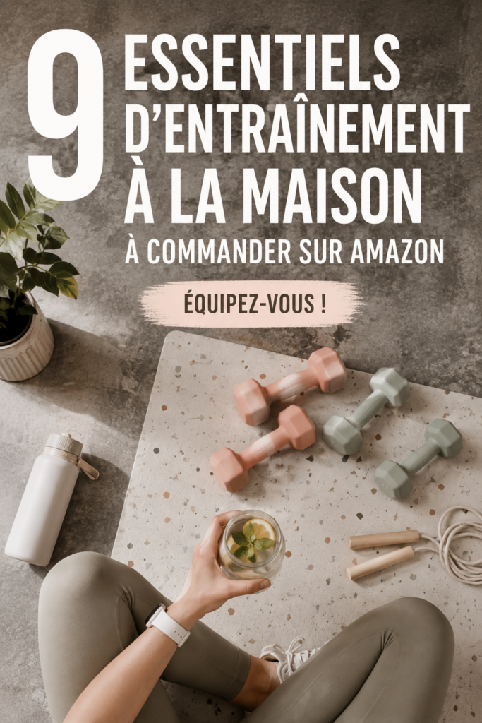 Matériel essentiel pour un entraînement à domicile incluant des poids et un tapis de yoga