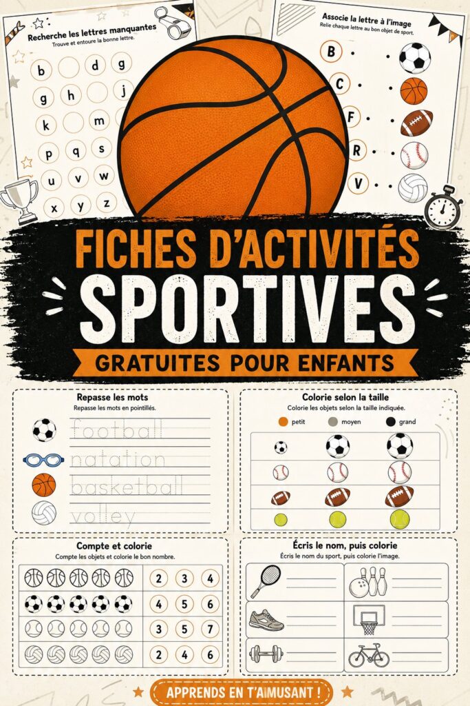 Fiches sportives imprimables pour enfants avec des activités ludiques