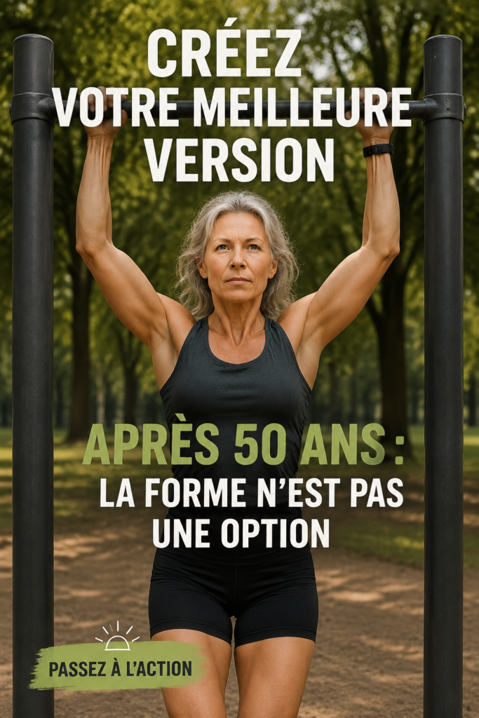 Femme active de 50 ans faisant du fitness à l'extérieur, illustrant l'importance de l'exercice après cet âge.