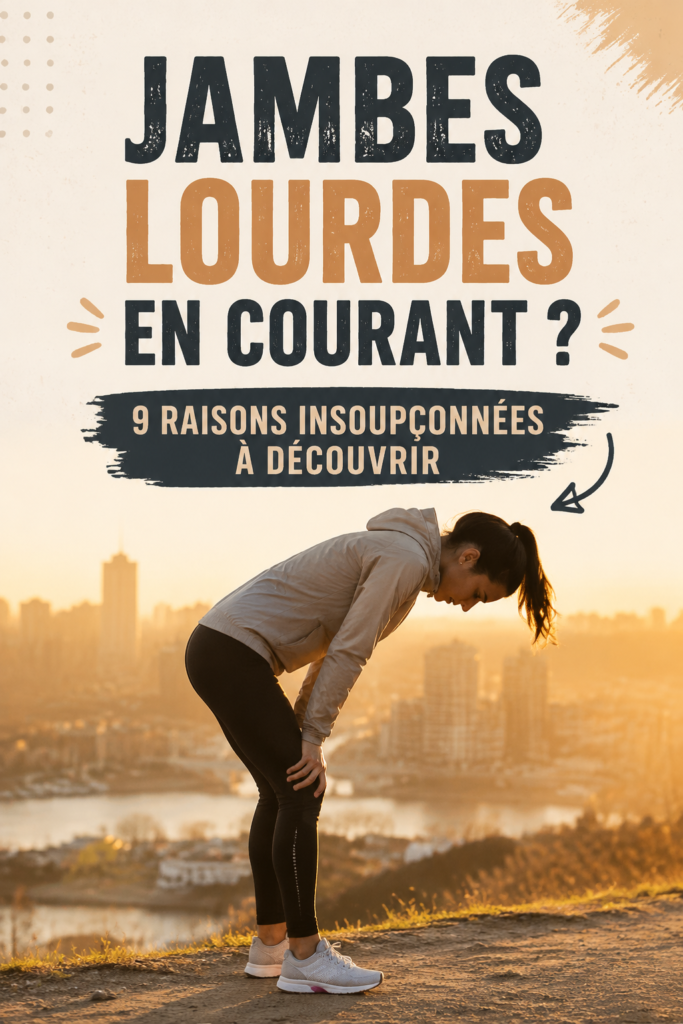 Femme courant avec des jambes lourdes sur un chemin de randonnée