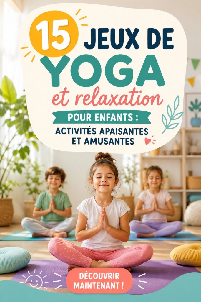 Un groupe d'enfants pratiquant le yoga dans un parc, souriants et détendus.