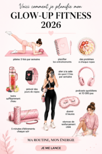 Femme souriante planifiant sa remise en forme pour 2026