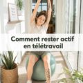 Femme souriante au travail, adaptée à rester active avec des exercices simples.