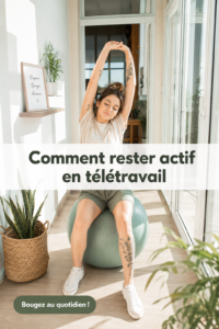 Femme souriante au travail, adaptée à rester active avec des exercices simples.