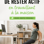 Femme travaillant à domicile tout en faisant des exercices d'étirement.