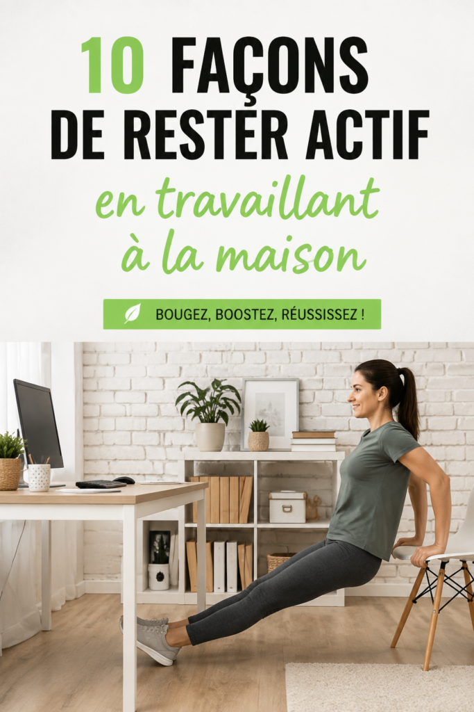 Femme travaillant à domicile tout en faisant des exercices d'étirement.