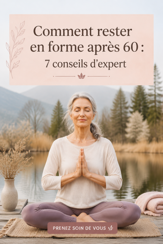 Femme de 60 ans faisant de l'exercice en plein air, symbolisant la vitalité et le bien-être.
