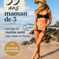 Une maman de 55 ans souriante en plein exercice de fitness à l'extérieur, symbolisant la santé et le dynamisme.