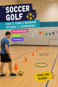Une classe d'élèves pratiquant le soccer golf dans le parc.