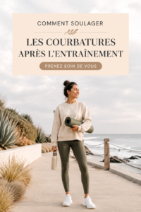 Femme faisant des étirements pour soulager les courbatures après le sport.