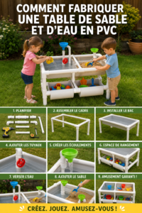 Table de sable et d'eau en PVC avec enfants jouant