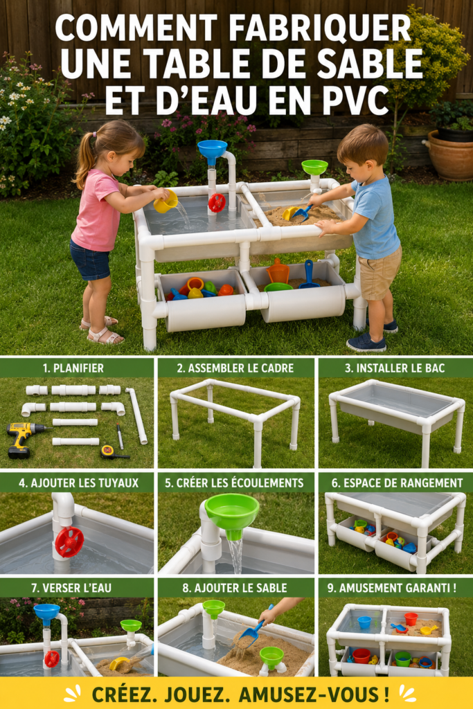 Table de sable et d'eau en PVC avec enfants jouant