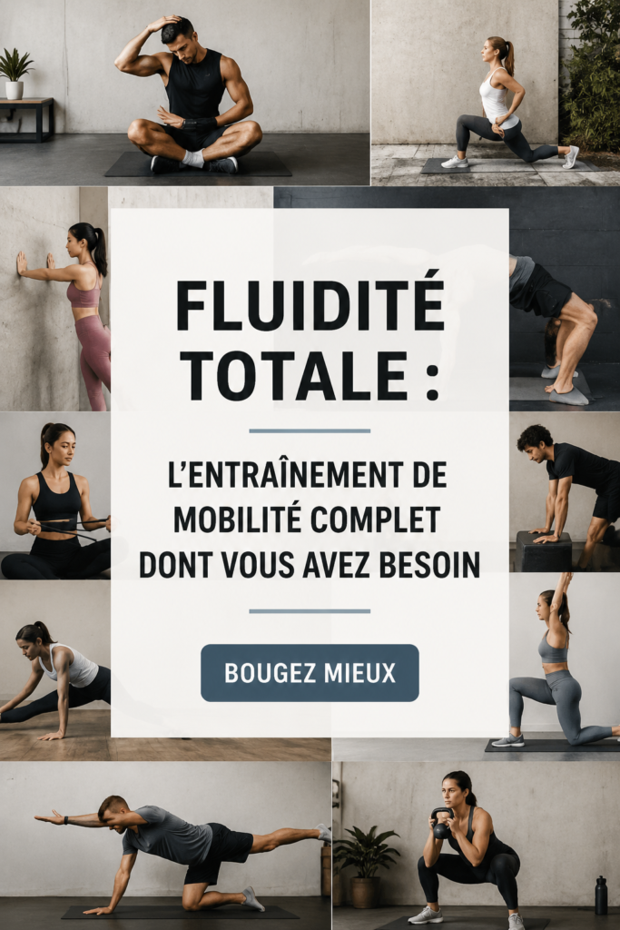 Femme en train de faire un entraînement de mobilité au salon, montrant des étirements et des mouvements gracieux.