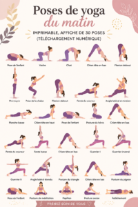Femme pratiquant des poses de yoga matinales dans un cadre serein