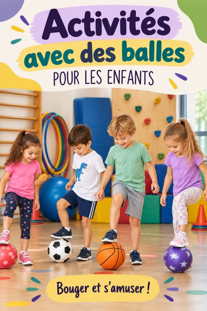 Enfants jouant avec des ballons colorés dans un parc