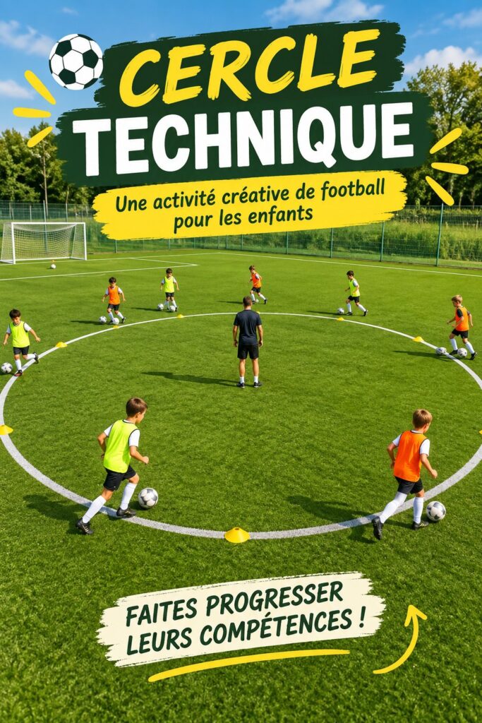 Enfants jouant au football dans un parc, s'amusant avec des exercices créatifs.