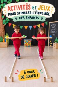 Un enfant s'amusant avec des jeux d'équilibre en extérieur.