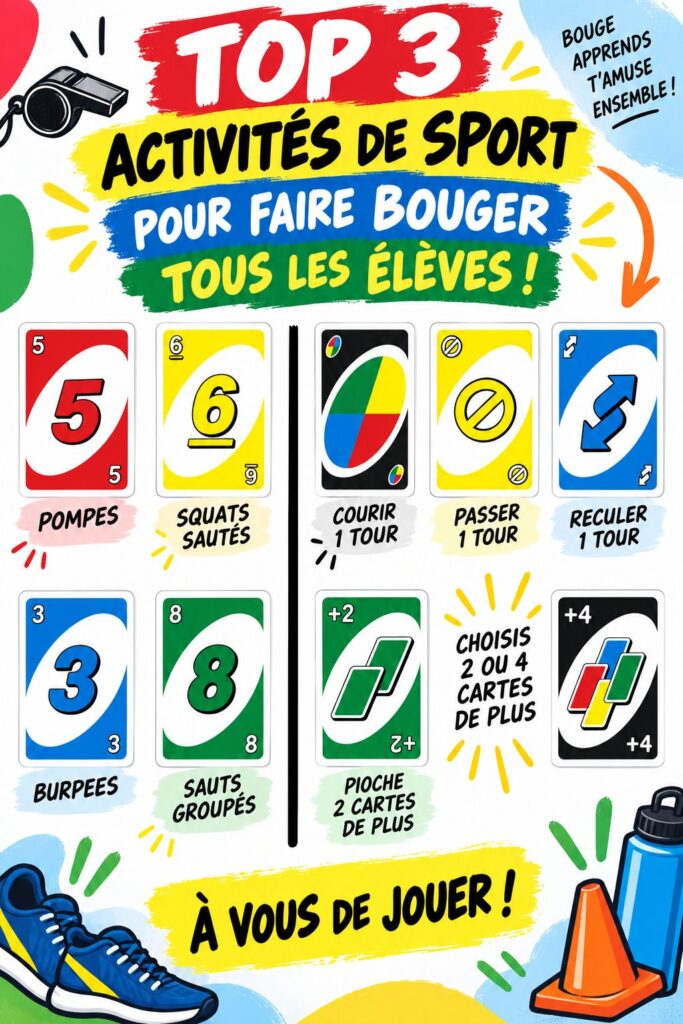 Enfants jouant à une activité sportive en classe pour promouvoir l'exercice physique.