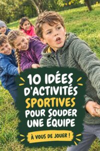 Une équipe d'enfants s'amusant lors d'une activité sportive en plein air, favorisant l'esprit d'équipe.