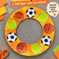 Une couronne artistique réalisée avec des ballons représentant différents sports.