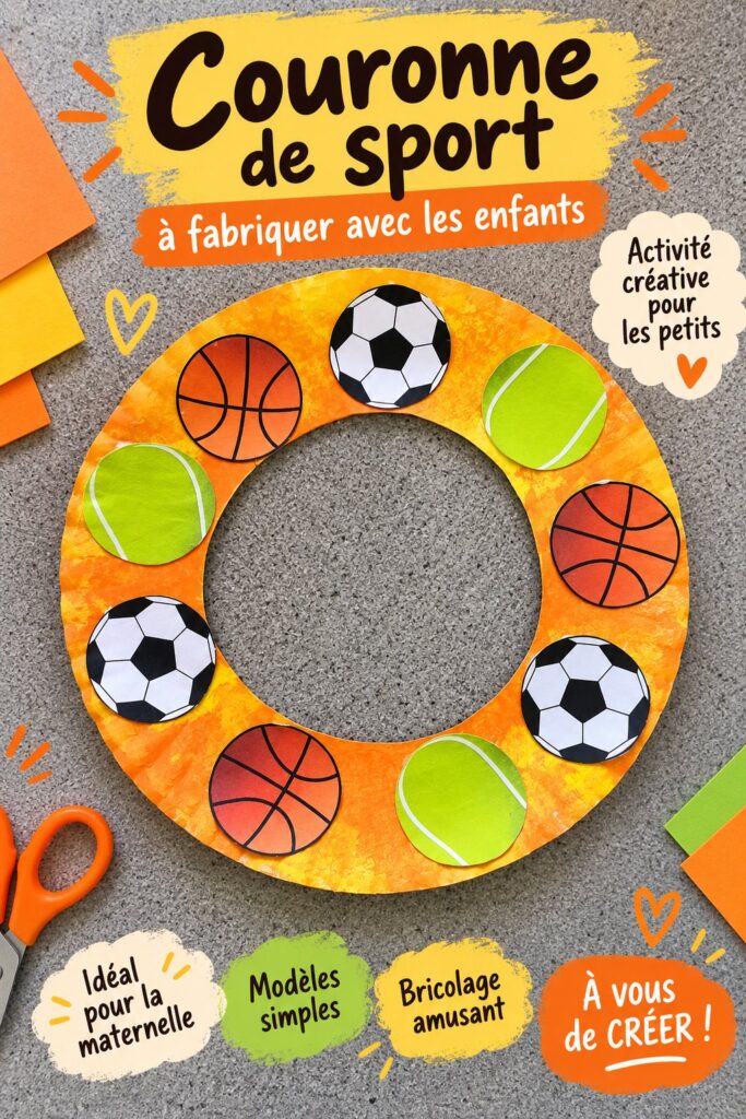 Une couronne artistique réalisée avec des ballons représentant différents sports.