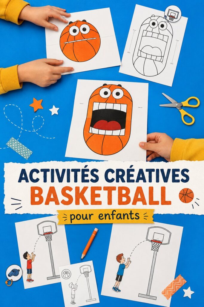 Enfants réalisant des crafts de basket ensemble et s'amusant