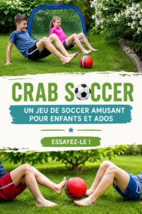 Image d'enfants jouant au foot crabes dans un parc, souriants et en mouvement