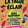 Des enfants jouant à Lightning Tag en plein air, sourires aux lèvres.
