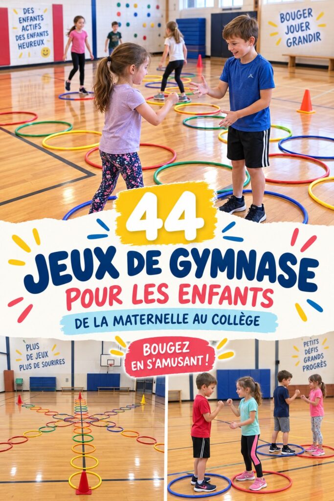 Un groupe d'enfants s'amusant en jouant à des jeux de gym à l'extérieur.