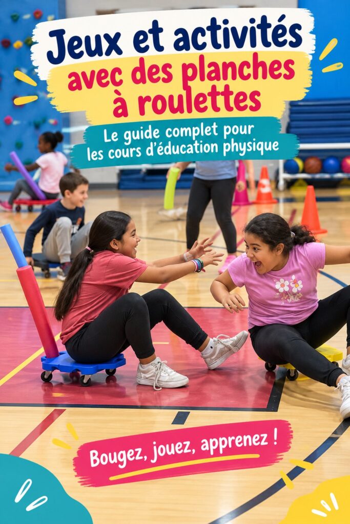 Des enfants heureux jouant sur des scooters lors d'une activité sportive à l'école.