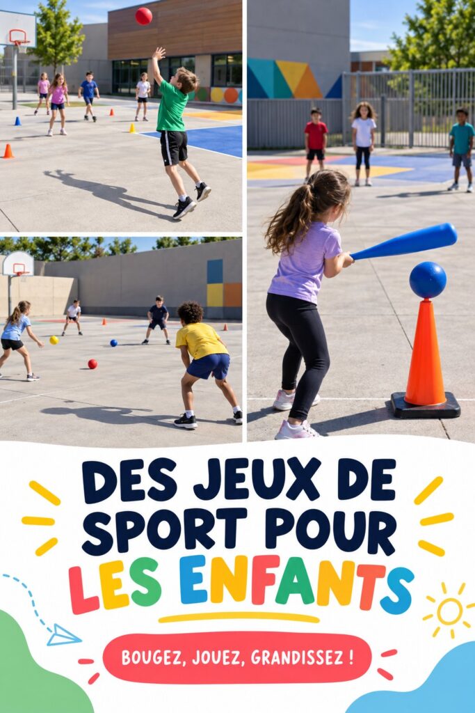 Enfants qui jouent à un jeu sportif en plein air, s'amusant et se défiant les uns les autres.