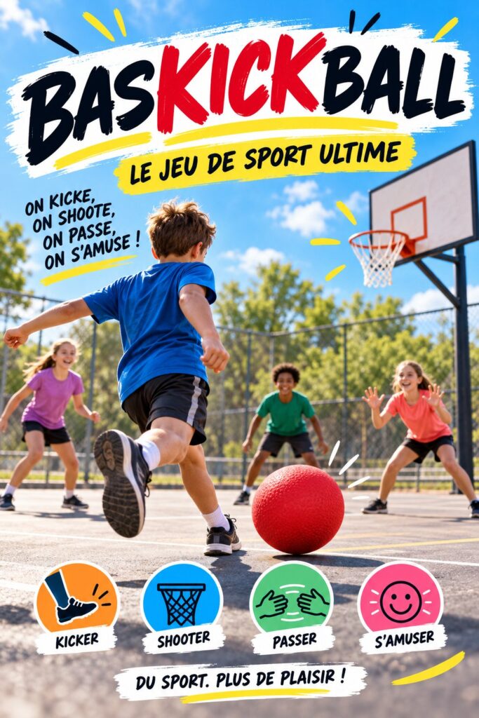 Une famille amusée jouant au Kickball dans un parc ensoleillé.