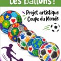Une main peignant un tableau inspiré de la Coupe du Monde avec des couleurs vives.