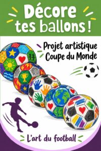 Une main peignant un tableau inspiré de la Coupe du Monde avec des couleurs vives.