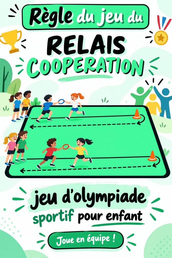 Des enfants s'amusent en participant à un relais coopératif en plein air.